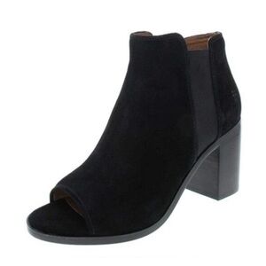 Frye Danica Suede Nubuck Ankle Chelsea Boots Heels Black Open Toe US11